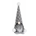 Plush Christmas gnome ornament in grey and white with star pattern knitted hat - Gray Striped Knitted Hat Rudolph