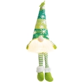 Christmas gnome plush with striped hat and glowing beard, battery-operated festive decor - Glowing Green Star Long Leg Style
