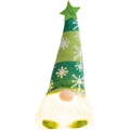 Green knitted Christmas gnome with snowflake pattern and warm LED glowing light - Green Glowing Rudolph