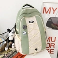 Zaino da donna in nylon di grande capacità in colore verde menta e beige minimalista - Con Ciondolo / Verde