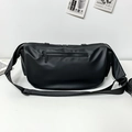 Black large capacity crossbody travel bag with adjustable strap and front zipper pocket - Black Large