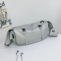 Silver grey large capacity shoulder bag with a small matching coin purse attachment - Grey Large