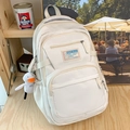 Zaino bianco crema ad alta capacità con tasche multistrato e ciondolo a forma di papera - Con Ciondolo / Bianco