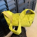Neon green Oxford nylon crossbody bag with wide shoulder strap and brand embroidery - Green