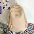 Large capacity beige school backpack in nylon fabric with multi-layer zipper design - Khaki (No Pendant)