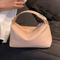 Light pink pebbled leather pillow handbag with silver twist lock for daily women's style - Pink