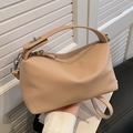 Beige lychee pattern leather geometric puzzle bag with silver hardware and top handle - Khaki