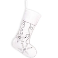 White Christmas stocking with silver sequin snowflake embroidery and faux fur trim - Silver Snowflake