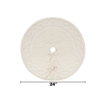 Cream white knitted 24-inch Christmas tree skirt with bow ties and scalloped edges - Small Style / Off White