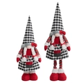 Set of two Christmas gnomes with red and black buffalo plaid hats and white braids - Female Style