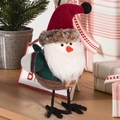Detailed view of a felt Christmas bird ornament with a red hat and white beard detail - Santa Bird