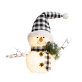 Leuchtender Weihnachts-Schneemann mit karierter Mütze und warmem LED-Licht - Schneemann Mit Kariertem Spitzhut