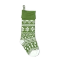Calza di Natale lavorata a maglia con motivo a fiocco di neve verde e bianco per regali - Blu