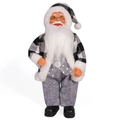 12-inch Kerstman figuur in moderne zwart-wit geruite jas en gouden montuur bril - Zwart-wit geruit