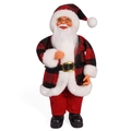 Kerstman pop in rood en zwart geruite jas met een klassieke goudomvatte bril - Rood/Zwart Geruit