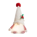 Gnomo di Natale luminoso in peluche con cappello rosso e calda luce a LED interna - Bianco