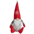 Gnomo di Natale in peluche con ricamo a fiocco di neve e cappello a punta rosso - Rosso