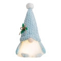 Gnomo natalizio a LED azzurro con cappello a maglia e barba luminosa decorativa - Blu