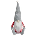 Gnomo natalizio a scacchi rossi con cappello in feltro grigio e ricamo a fiocco di neve - Grigio