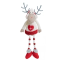 Peluche de reno navideño con corazón rojo y piernas de cuentas para decoración hogar - Estilo Renos