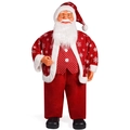 Babbo Natale in piedi da 31 pollici in cappotto rosso a fiocchi e pelliccia sintetica - Stile Fiocco di Neve