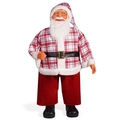 Bambola Babbo Natale da 31 pollici con vestito a quadri rossi e occhiali dorati - Stile Cappello a Quadri Rosso e Bianco