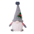 Christmas gnome plush ornament with grey knitted hat and white faux fur beard - Twisted Hat Gnome (ML-L858B) / Gray