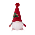 Christmas Rudolf gnome plush with red knitted hat and holly leaf decoration - Twisted Hat Gnome (ML-L858A) / Red