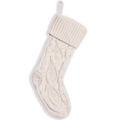 Calza di Natale in maglia a trecce bianco sporco con passante per appenderla - Bianco