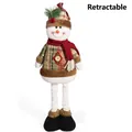 Extendable Christmas snowman plush doll with festive red and green tartan plaid outfit - Telescopic Snowman