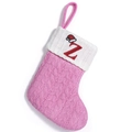 Calcetín navideño de punto rosa con la letra Z roja bordada y mini gorro de Papá Noel - Letra Z