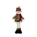 Weihnachts-Schneemann Plüschfigur mit Karomuster, langen Beinen und Beerendetails - Schneemann (Standard)