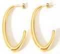 Boucles d'oreilles créoles en U plaquées or 18 carats en acier inoxydable poli brillant - Boucles d'Oreilles en U Épaisses Allongées (YYE023443) / Or