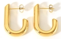 Boucles d'oreilles en U en acier inoxydable plaqué or 18 carats au fini poli luxe - Boucles d'Oreilles J Polies Minimalistes (YYE023445) / Or
