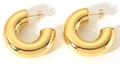 Boucles d'oreilles créoles en U épaisses plaquées or 18 carats en acier poli - Boucles d'Oreilles Miroir en C Épaisses (YYE023442) / Or