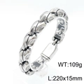 Men's retro stainless steel keel bracelet in matte silver finish, 15mm wide and 109g - Steel