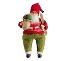 12-inch sitting Santa Claus doll with red polka dot hat and white reindeer sweater - Red And Green Knitted Santa Claus