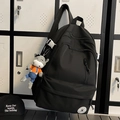 Large capacity black leisure backpack for women with cute plush donkey charm - Black With Pendant