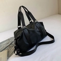 Schwarze Oxford-Stoff Reisetasche mit großem Fassungsvermögen und Schultergurt - Schwarz