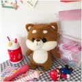 Simpatica borsa a tracolla in peluche Shiba Inu con catena dorata in marrone e bianco - Solo Borsa