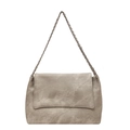Elegante Schultertasche mit Marmortextur Leder und Metallkettenriemen für Damen - Grau