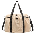 Große beige Reisetasche mit schwarzen Griffen und vorderer Kordelzugtasche für Damen - Groß / Gebrochenes Weiß