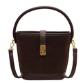 Bolso bombonera retro marrón oscuro mate con cierre dorado y correa de hombro ajustable - Marrón