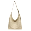 Minimalist beige pebble leather tote bag with V-shaped stitching and side pockets - Off White