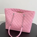 Borsa tote rosa trapuntata con catena di grande capacità per il pendolarismo quotidiano - Rosa