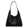 Bolso hobo grande de cuero negro con patrón de lichi y correa de hombro de moda - Negro