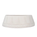White knitted Christmas tree skirt with thick cable weave pattern on a clean background - Ml-o1363