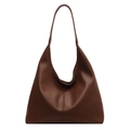 Bolso hobo grande marrón oscuro con textura de grano premium y diseño minimalista - Marrón