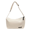 Bolso de hombro minimalista crema con cremalleras negras y correa ajustable - Blanco Roto