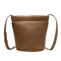 Chique bruine minimalistische emmer-crossbodytas van glad kunstleer met verstelbare riem - Bruin